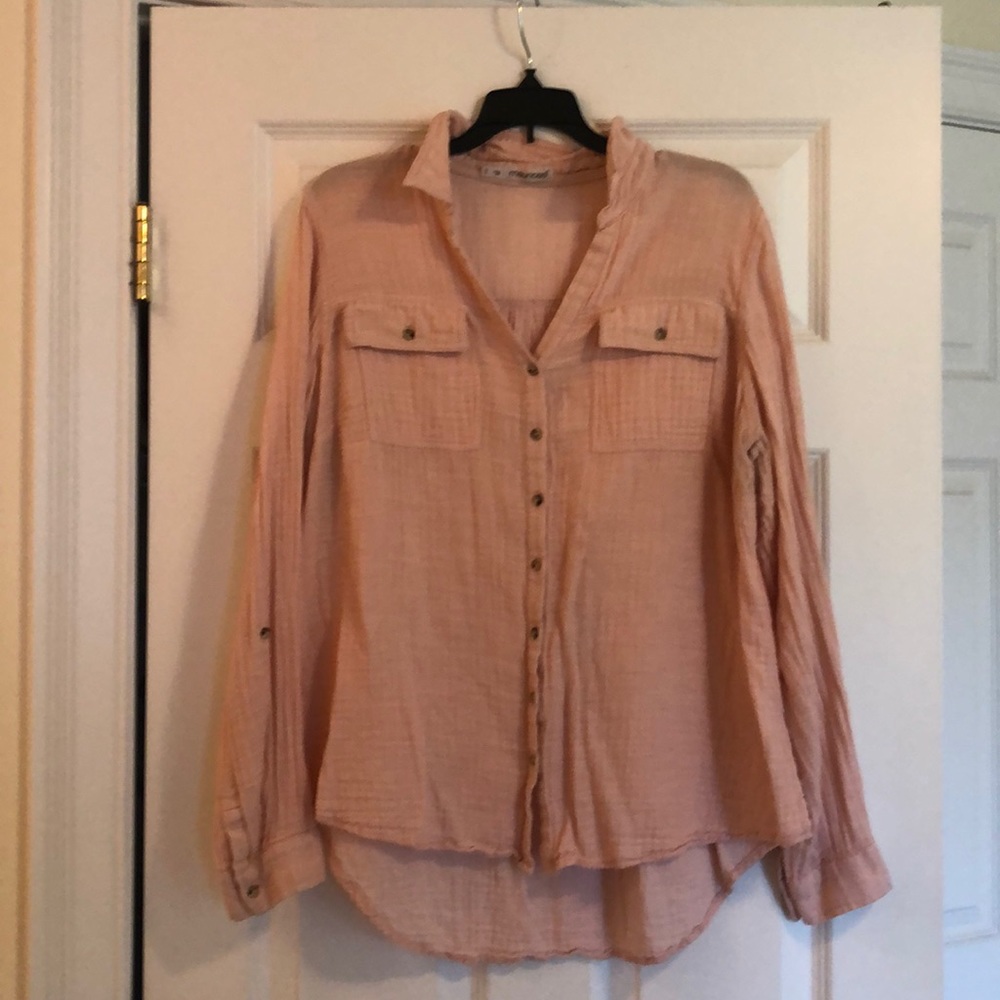 Light weight pink button down